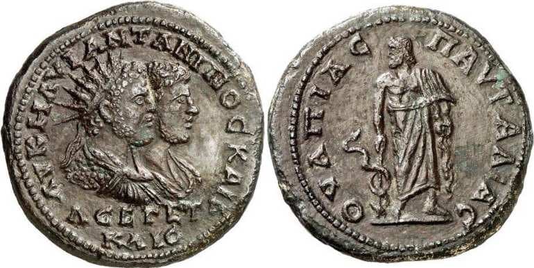 Pautalia Moushmov 4310 var Caracalla and Geta, AE30, 4 Assaria of Pautalia, Thrace