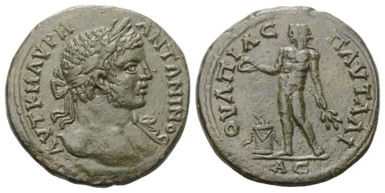 Pautalia Solidus 39, 37 Caracalla, AE29 of Pautalia, Thrace