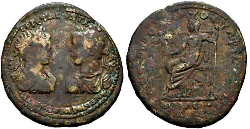 Philadelphia BMC 88 Caracalla and Geta, AE38 pf Philadelphia, Lydia