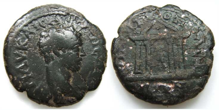 Philippopolis Varbanov 1585 var Caracalla as Caesar, AE19 of Philippopolis, Thrace, AD 196-197