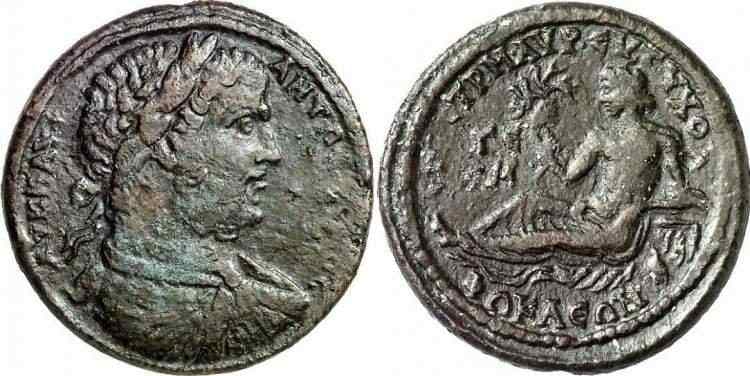 Phokaia Imhoof FG 274 Caracalla, AE35 of Phokaia, Ionia, AD 198-217