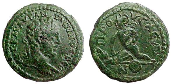 Prusa ad-Olympum BMC 22 Caracalla AE25 of Prusa ad Olympum, Bithynia