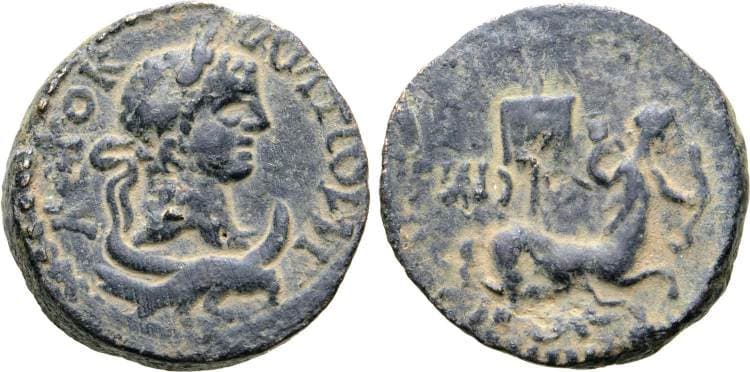 Rhesaena Castelin 5 var Caracalla AE18 of Rhesaena, Mesopotamia