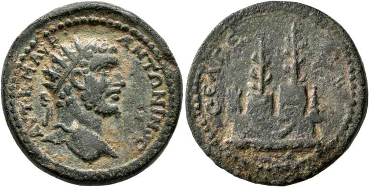 Selge Leu 4, 543 Caracalla AE25 of Selge, Pisidia