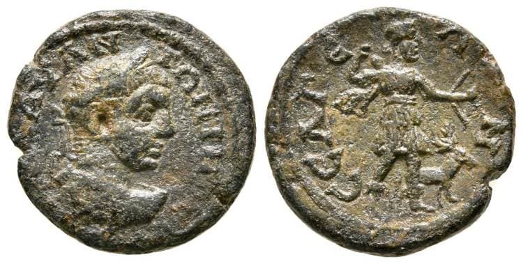 Selge Waddington 3967 Caracalla AE17 of Selge, Pisidia, AD 197-217