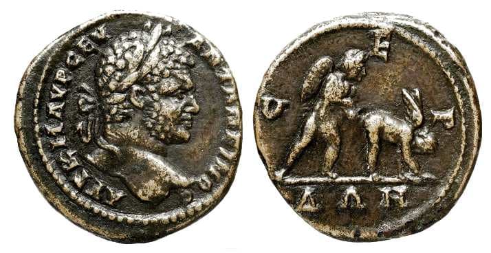 Serdica Moushmov 4848 genuine Caracalla AE18 of Serdica, Thrace