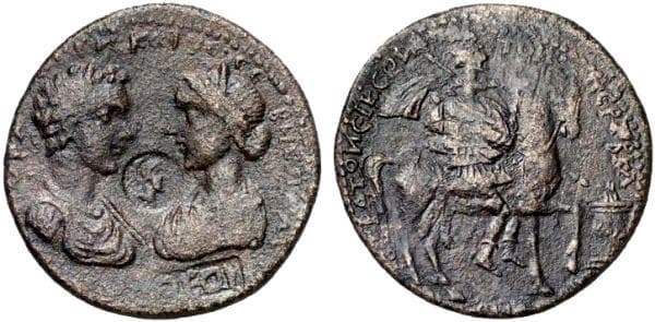 Stratonikeia Caria SNG Cop 509 Caracalla and Plautilla, AE37 of Stratonikeia, Caria