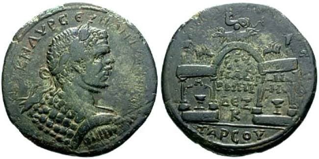 Tarsos SNG Lev 1045 Caracalla, AE33 of Tarsos, Cilicia