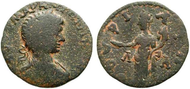 Thuria BMC 7 Caracalla, AE20 of Thuria, Peloponnesus