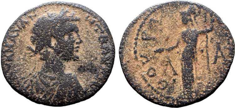 Thuria Righetti Coll 483 Caracalla AE21 of Thuria, Messenia