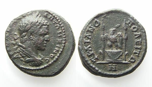 Trajanopolis Moushmov 5039 Caracalla, AE19 of Trajanopolis, Thrace