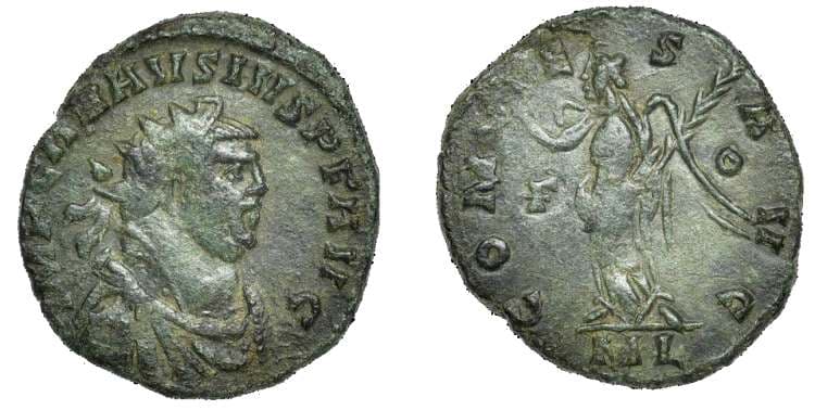 RIC 16 var Carausius AE Antoninianus, London mint, AD 289-290