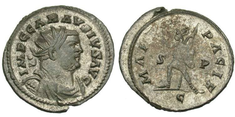 RIC 281cf Carausius Silvered AE Antoninianus