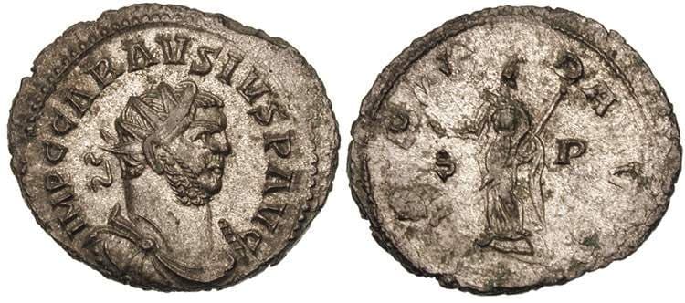 RIC 476-482 var Carausius Billon aurelianianus, Camulodunum mint
