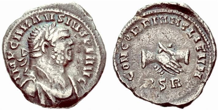 RIC 548 Carausius, AR denarius, London mint
