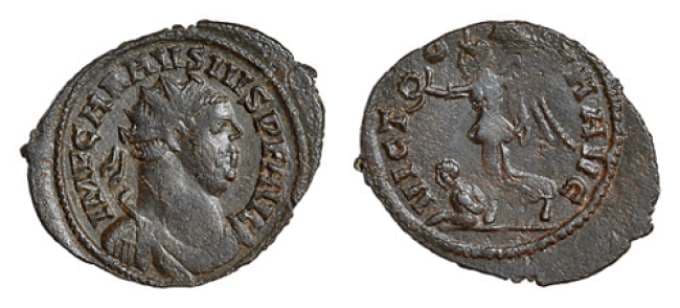 RIC 429 var (2) Carausius, AE Antoninianus, Camulodunum mint