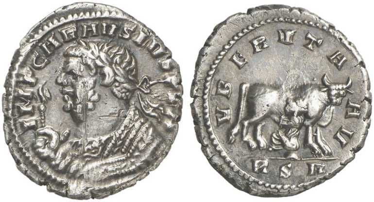 RIC 583 Webb 641 Carausius, AR denarius, London