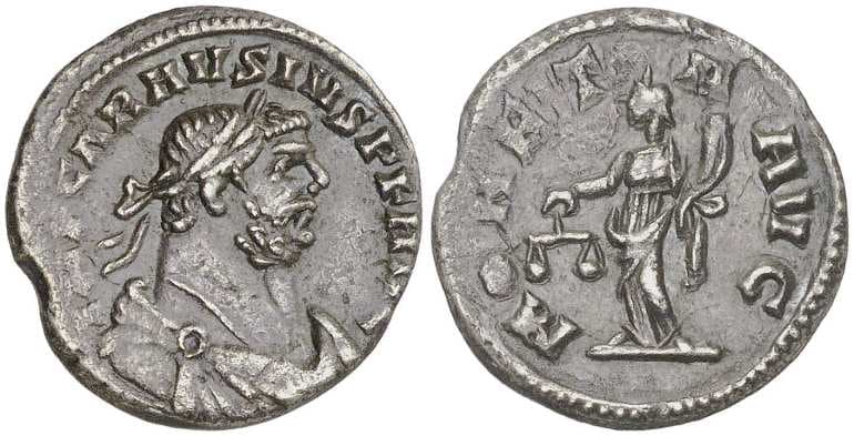 RIC 717 Carausius, AR denarius, uncertain British mint