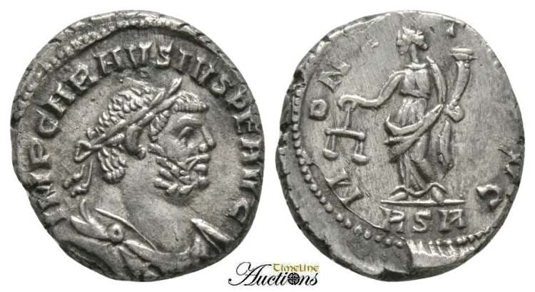 TLA 100620 Carausius, AR denarius, 17