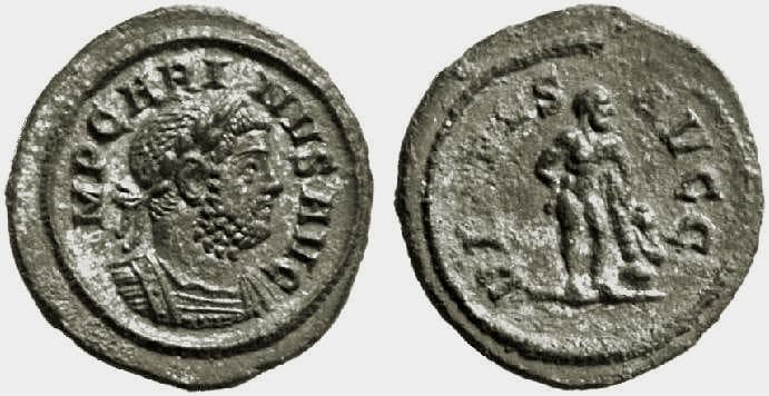 RIC 284 Carinus, AE quinarius, 16mm, 1