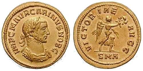 Sear 12291 Carinus, as Caesar, AV Aureus