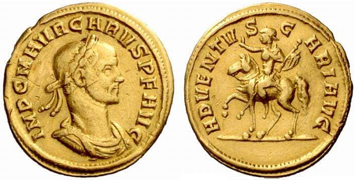 Calico 4260 Carus, AV aureus, Ticinum, 282-283 AD
