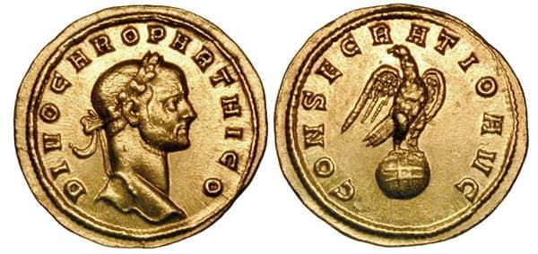 RIC 4 var (2) Calico 4262a Carus, AV aureus, Siscia mint, after 283 AD, posthumous issue