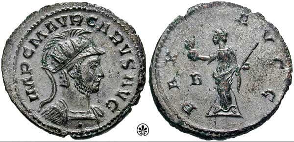 RIC 13 helm,rad,cuir Carus Silvered AE Antoninianus