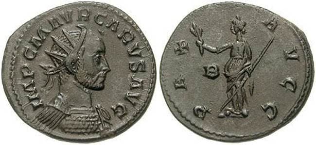 RIC 13 rad,cuir Carus Silvered AE Antoninianus