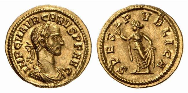 RIC 33 Carus, AV aureus, Rome mint, 282-283 AD