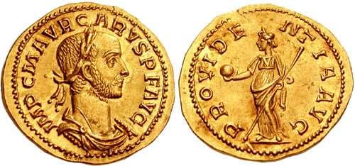 RIC 62v Carus AV Aureus