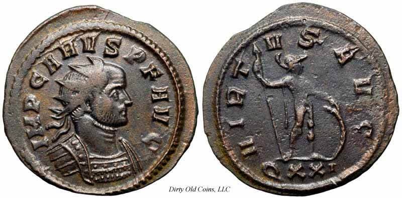 RIC 91, rad, cuir Carus AE Antoninianus