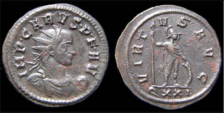RIC 91, rad, dr, cuir Carus AE Antoninianus