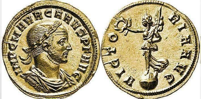 RIC 95, right Carus AV Aureus