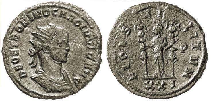RIC 100 var Carus, Siscia, Antoninianus, DEO ET DOMINO CARO INVIC AVG, radiate, draped and cuirassed bust right / FIDES