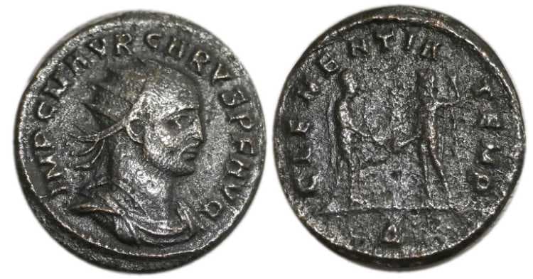RIC 118 var Paris R4390-77 Carus, billon antoninianus of Cyzicus
