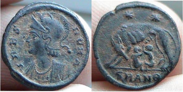 Antioch RIC 113, Θ VRBS ROMA commemorative AE3