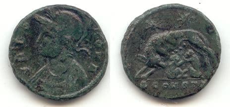 Arles RIC VII 351, S Urbs Roma Commemorative AE3