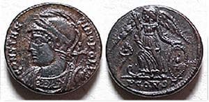 Arles RIC VII 374 var Constantinopolis Commemorative AE Follis