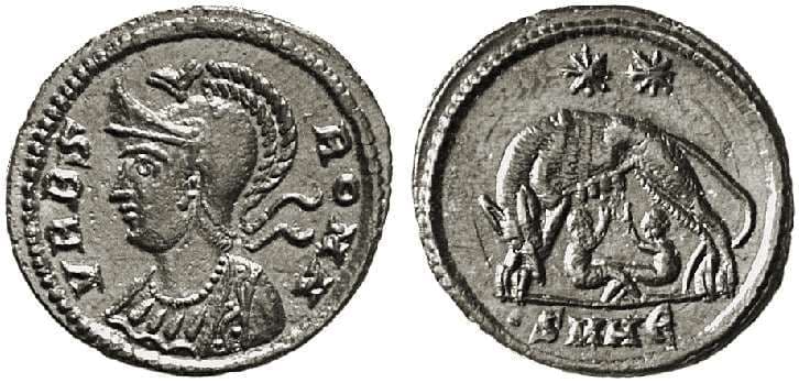 Heraclea RIC VII 119 spear-head City Commemorative, Heraclea, AE follis, 335-337