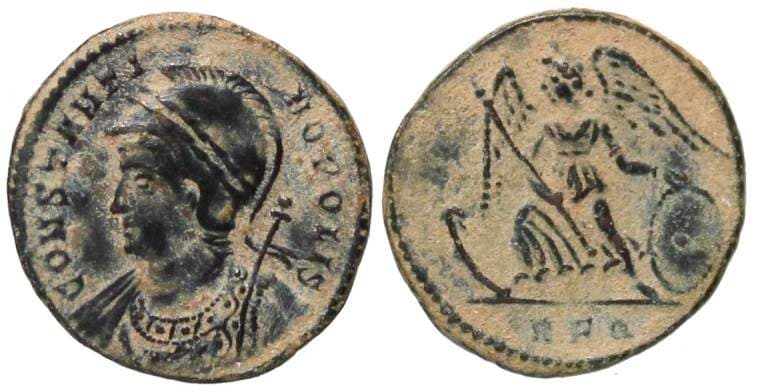 Rome RIC VII 332, Q Constantinopolis Commemorative AE follis