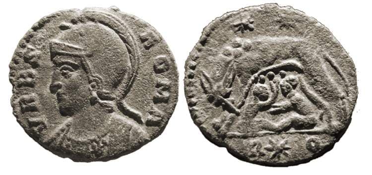 Rome RIC VII 370,Q, flower AE3 City Commemorative
