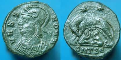 Thessalonica RIC VII 187 Urbs Roma commemorative AE3 from reign of Constantine I