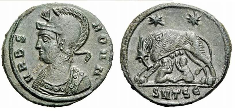 Thessalonica RIC VII 187 arrow-head City Commemorative AE follis