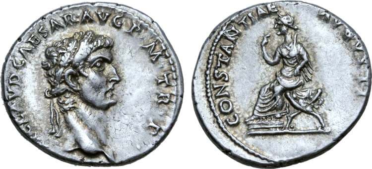 RIC 2 denarius Von Kaenel 109 Claudius AR Denarius, AD 41-54
