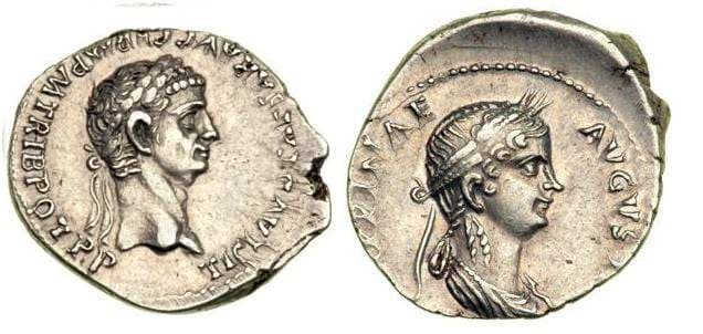 RIC 81 Sear 1886 Claudius and Agrippina II Denarius