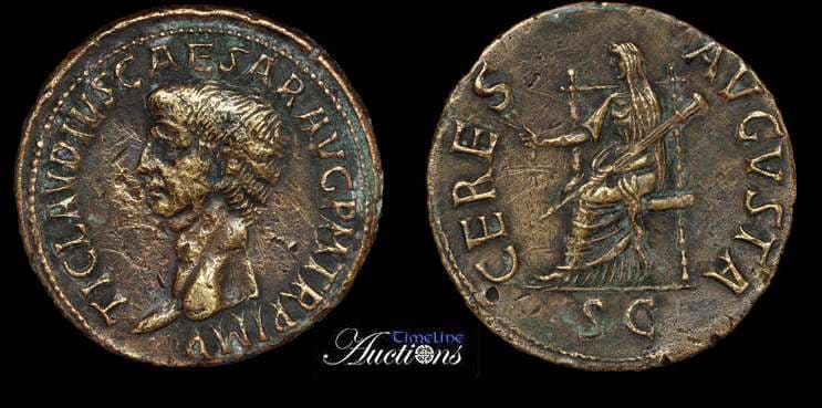 RIC 94 Sear 1855 Claudius AE Dupondius