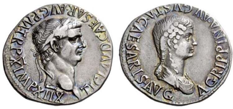 RIC 117 Sear 1887 Claudius and Agrippina II AR Cistophoric Tetradrachm of Ephesus