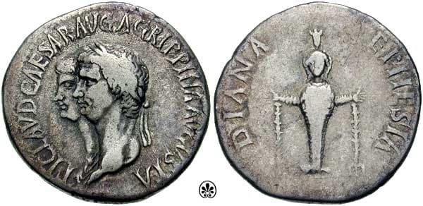 RIC 119v Claudius and Agrippina II Cistophorus