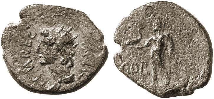 Corinth RPC 1185, left Republican Duoviri coinage, AE Semis